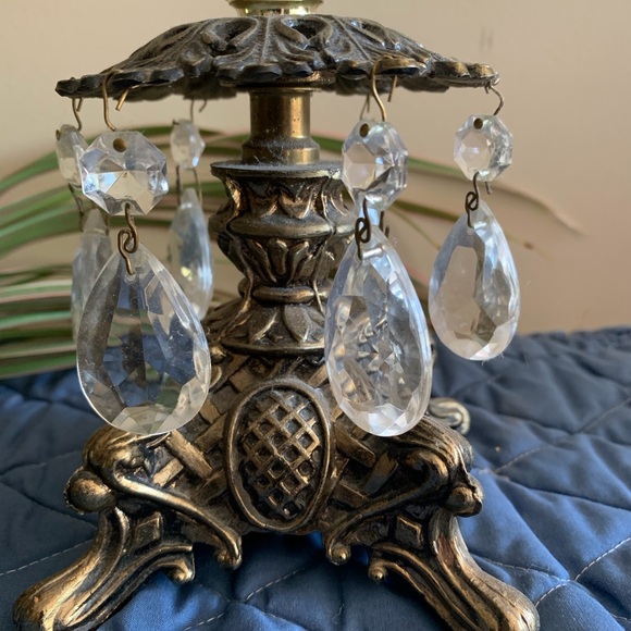 Vintage Brass/Glass Diamond Point Compote Dish - Picture 4 of 10